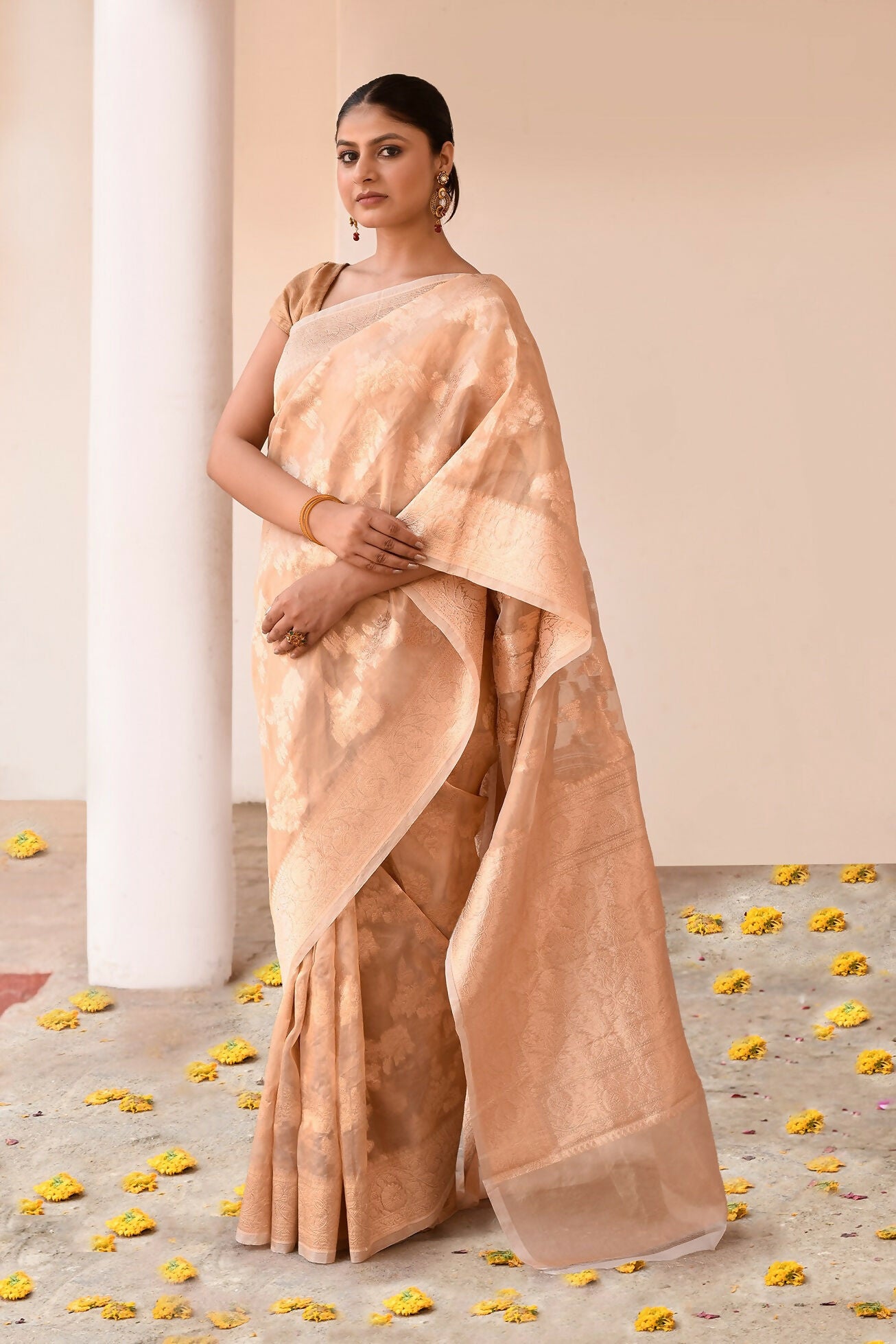 Joban Fashion Gold Banarasi Tissue Saree