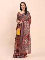 Thumbnail for Astita Linen Cotton Brown Saree