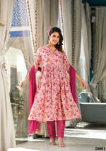 Thumbnail for Designer Stylish Light Pink Rubi Silk Stitched Suit With Dupatta - Kiyara - Distacart