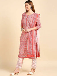 Thumbnail for Anubhutee Pink & White Printed Kurta with Trousers & Dupatta - Distacart