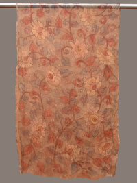 Thumbnail for Cream Kalamkari Hand Painted Organza Stole with Floral Design - Global Threads - Distacart