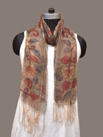 Thumbnail for Cream Kalamkari Hand Painted Organza Stole with Floral Design - Global Threads - Distacart