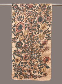 Thumbnail for Cream Kalamkari Hand Painted Sico Stole with Tree of Life Design - Global Threads - Distacart