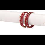 Thumbnail for Afast Bridal Wedding & Party Fashionable Colorful Glass Bangle/Kada Set, Pack Of 4 - Red - Distacart