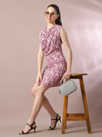 Thumbnail for Myshka Women's Multi Printed Cowl Neck Bodycon Party Dress - Distacart