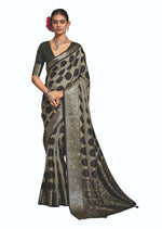 Thumbnail for Joban Fashion Black Art Silk With Fine Viscose Border Ajrak Full Body Print With Soft Finish Saree