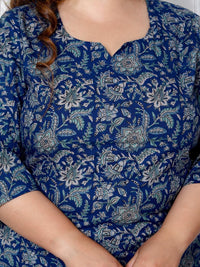 Thumbnail for Swasti Plus Size Floral Printed Sequinned Pure Cotton Kurta With Trouser & Dupatta