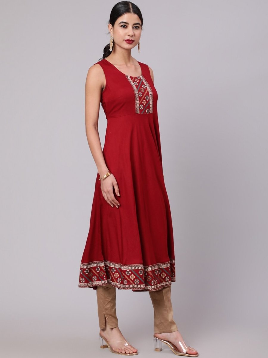 Aks Floral Yoke Design Anarkali Kurta - Distacart