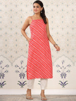 Thumbnail for Ode by House of Pataudi Ethnic Motifs Printed Pure Cotton Kurta - Distacart