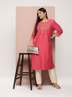 Thumbnail for Sztori Plus Size Yoke Design Sequinned Kurta - Distacart