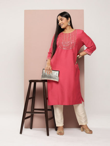 Sztori Plus Size Yoke Design Sequinned Kurta - Distacart