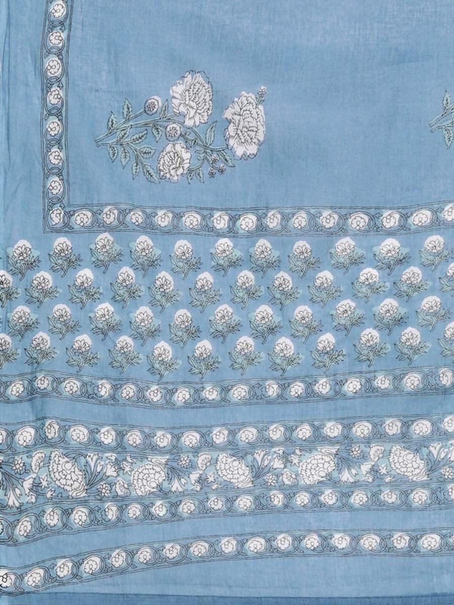 Anubhutee Floral Printed Mirror Work Pure Cotton Straight Kurta With Trousers & Dupatta - Distacart