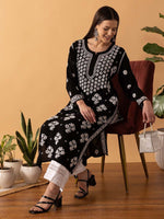 Thumbnail for ADA Floral Printed Lucknowi Chikankari Kurta - Distacart