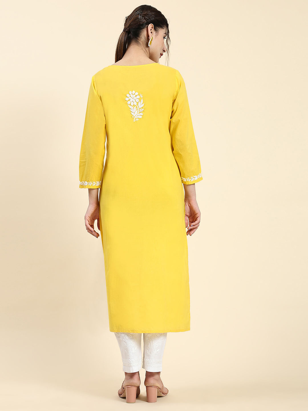 HOUSE OF KARI Embroidered Chikankari Pure Cotton Chikankari Kurta - Distacart