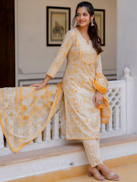 Thumbnail for Anouk Women Floral Printed Regular Aari Work Pure Cotton Kurta with Palazzos & With Dupatta