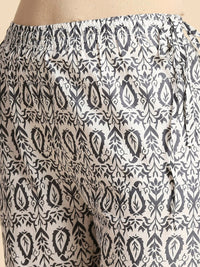 Thumbnail for Anubhutee Women Grey & Pink Pure Cotton Floral Print Kurta with Trousers & Dupatta - Distacart