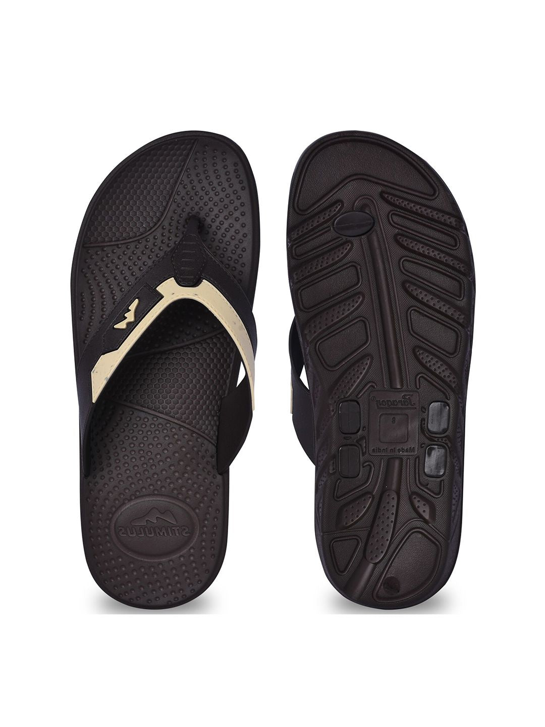 Paragon Men Brown & Beige Printed Thong Flip-Flops