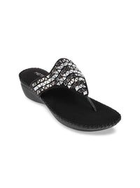 Thumbnail for Metro Black Embellished Wedge Heel
