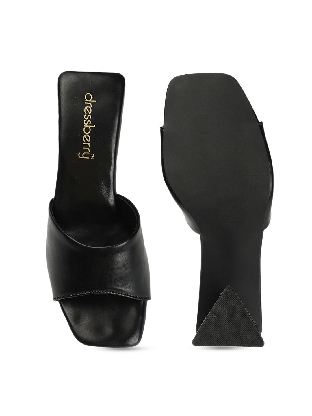 DressBerry Black PU Block Heels