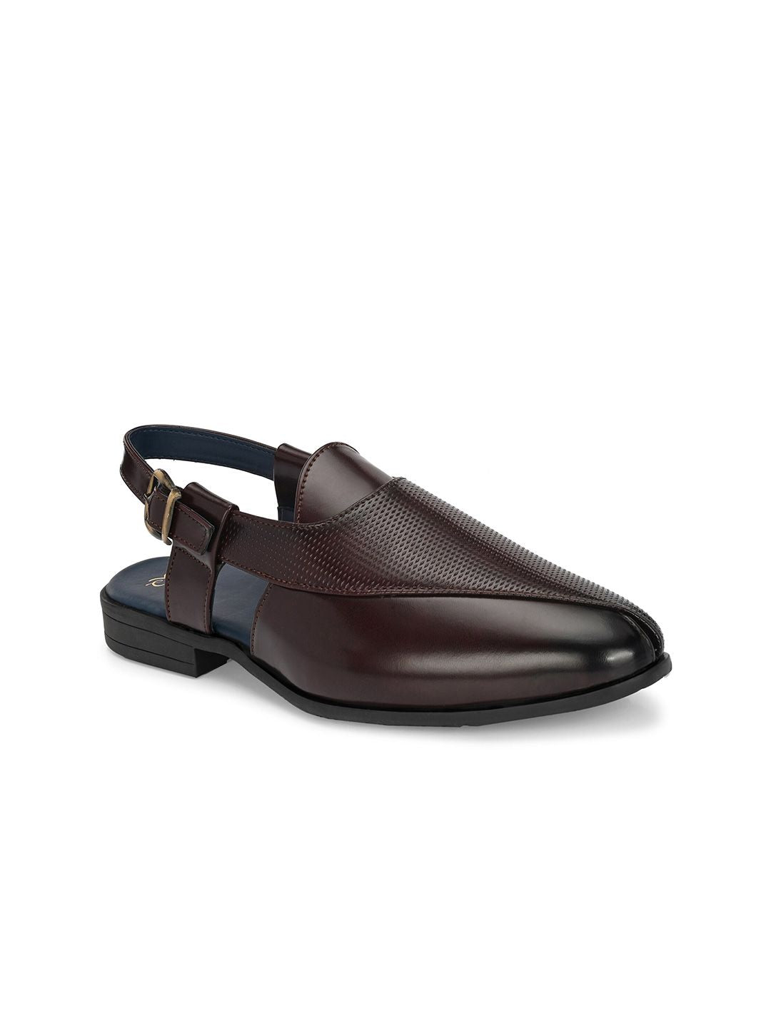 House of Pataudi Textured Shoe-Style Sandals
