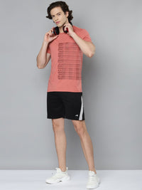 Thumbnail for Alcis Men Pink Typography Printed Slim Fit Running T-shirt - Distacart