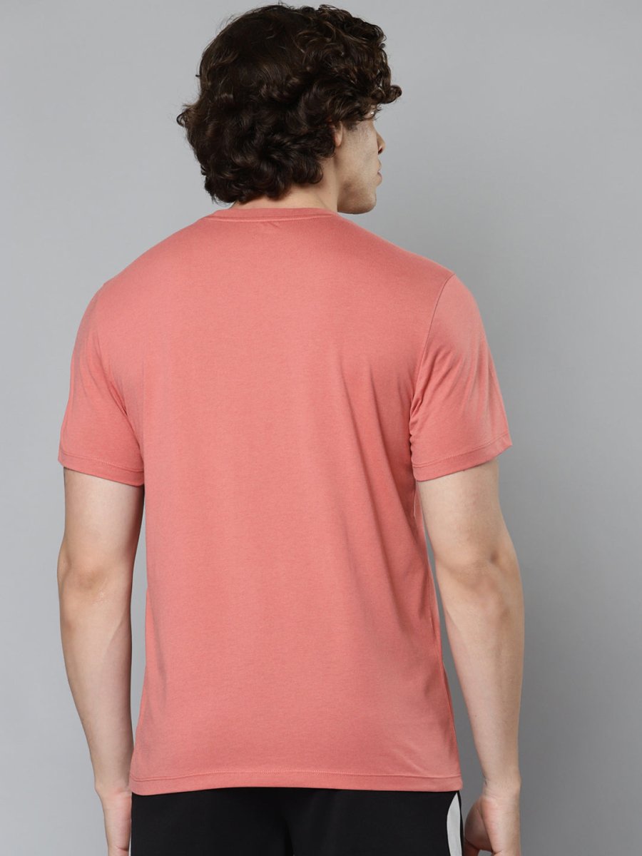 Alcis Men Pink Typography Printed Slim Fit Running T-shirt - Distacart