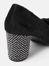 Thumbnail for ELLE Black Solid Velvet Finish Pumps