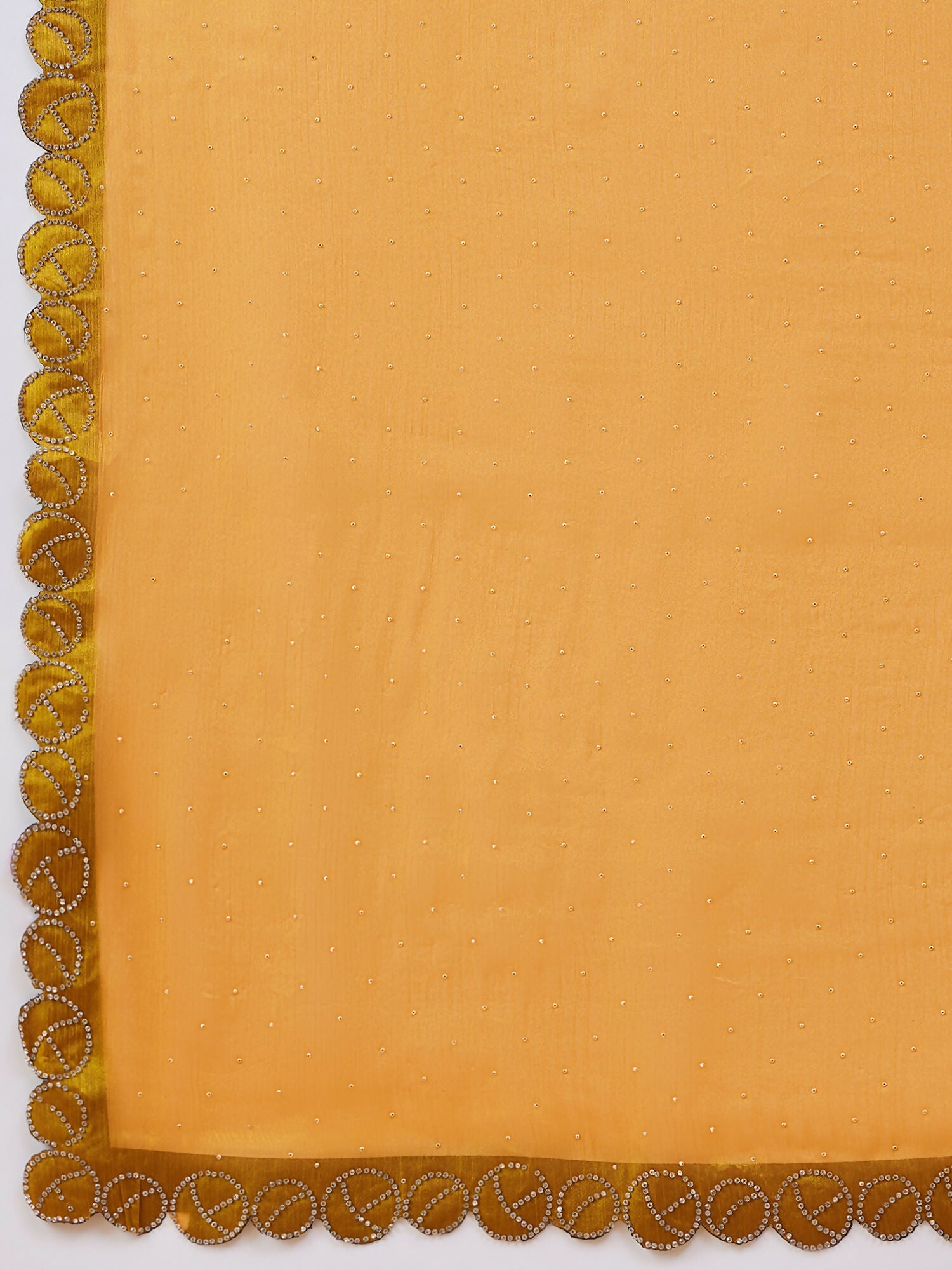Mustard Organza Swaroski Diamond Work Saree with Unstitched Blouse - Radha - Distacart