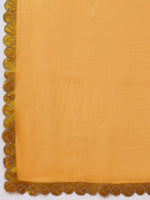 Thumbnail for Mustard Organza Swaroski Diamond Work Saree with Unstitched Blouse - Radha - Distacart