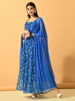 Thumbnail for Myshka Women's Blue Festive Flared Anarkali Kurta With Dupatta sets - Distacart