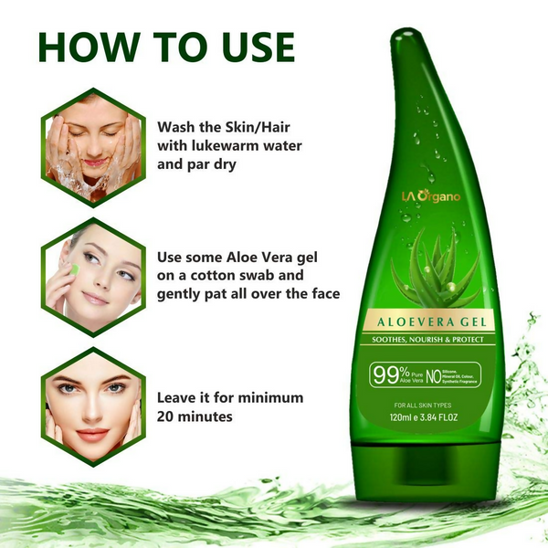 LA Organo Aloe Vera Gel for Face & Hair Moisturization and Papaya Skin Whitening Cream Combo - Distacart