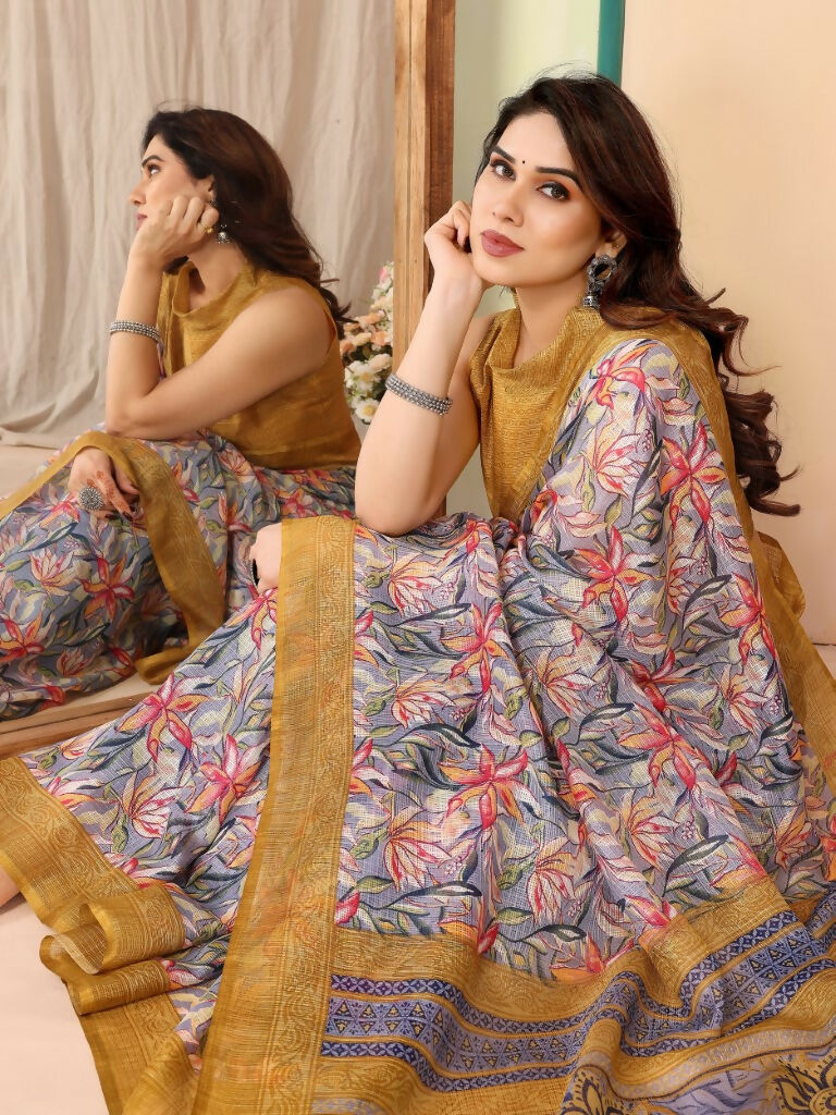 Partywear Designer Mustard Kota Doriya Fancy Saree - Dyuti