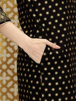 Thumbnail for Ode by House of Pataudi Women Black Ethnic Motifs Printed V-Neck Straight Rozana Kurta - Distacart