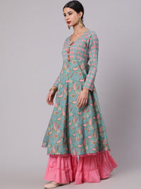 Thumbnail for Aks Paisley Printed Cotton Anarkali Kurta - Distacart
