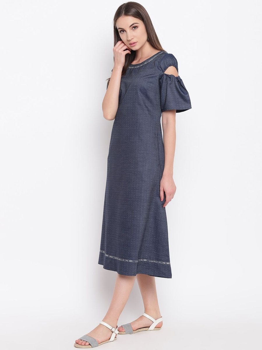 AURELIA Denim A-Line Cotton Dress