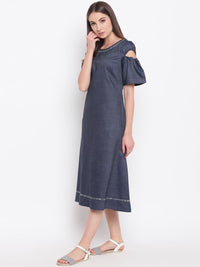 Thumbnail for AURELIA Denim A-Line Cotton Dress