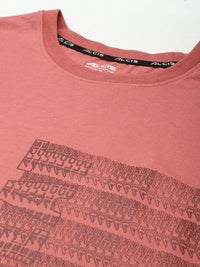 Thumbnail for Alcis Men Pink Typography Printed Slim Fit Running T-shirt - Distacart