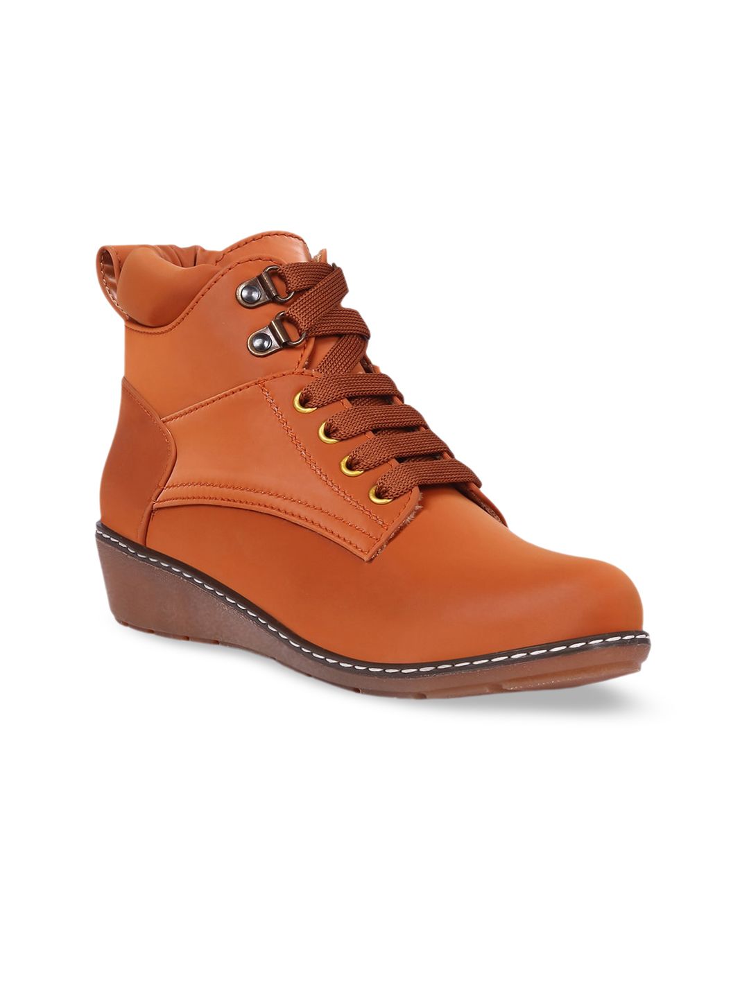 Roadster The Lifestyle Co. Women Tan Brown Mid Top Wedges Regular Boots