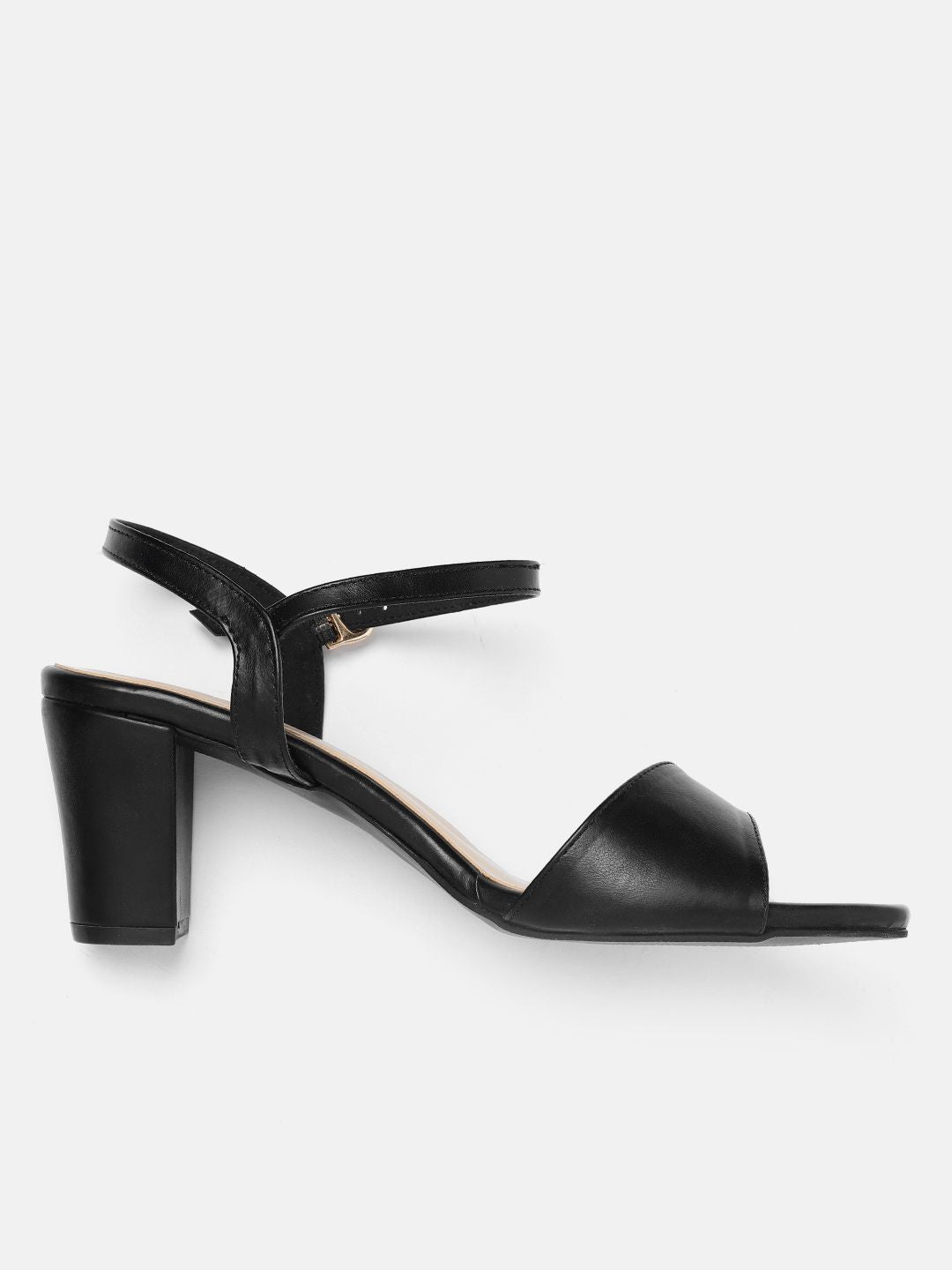 ELLE Black Solid Block Heels