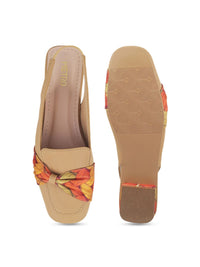 Thumbnail for Metro Square Toe Printed Block Mules With Bows