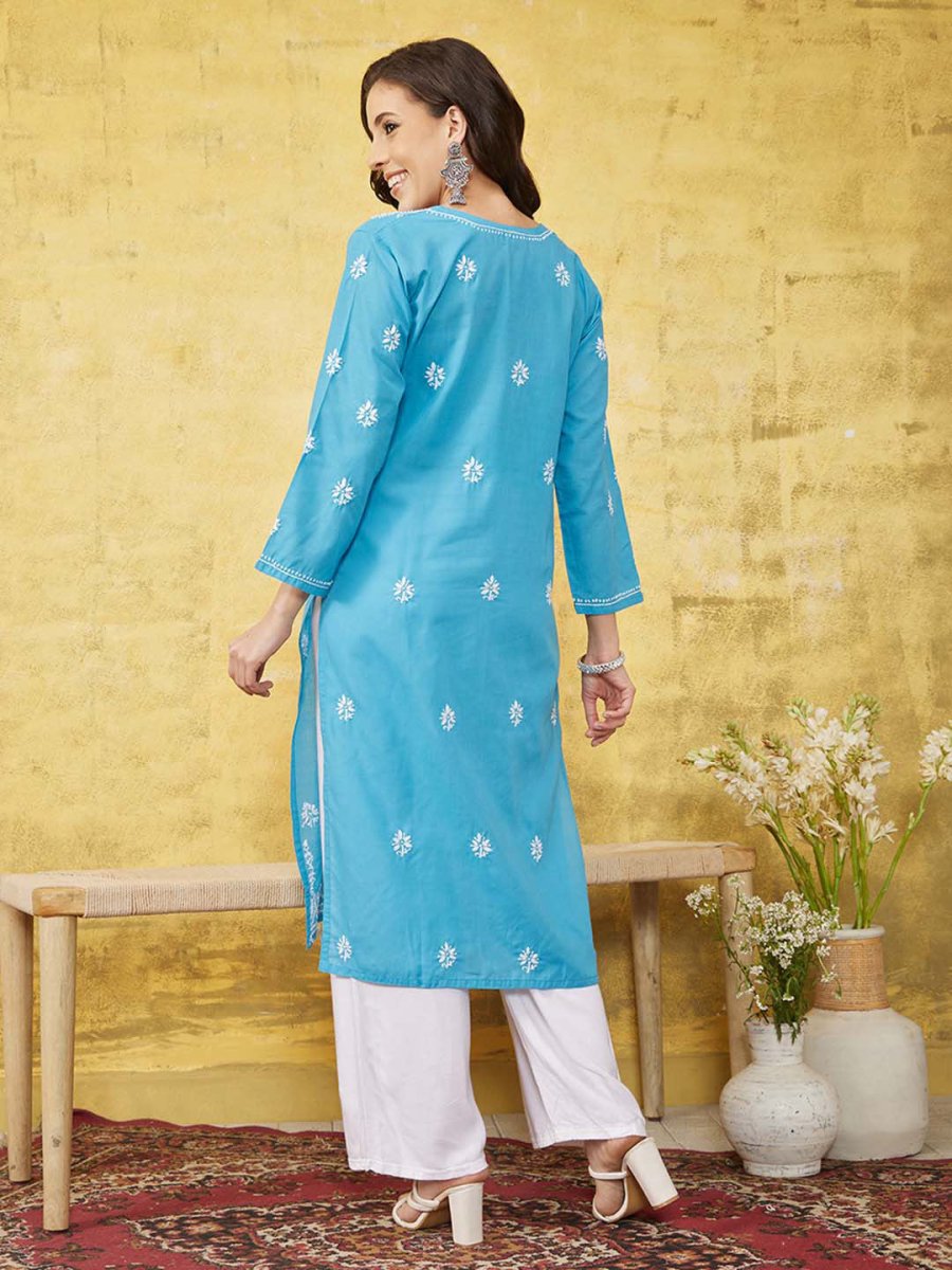 ADA Ethnic Motifs Embroidered Lucknowi Chikankari Kurta - Distacart