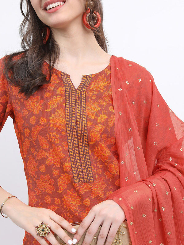 Vishudh Floral Printed Kurta With Trousers & Dupatta - Distacart