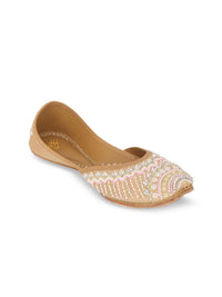 Thumbnail for House of Pataudi Ethnic Embroidered Square Toe Fabric Mojaris