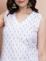 Thumbnail for Vishudh White Printed Straight Pure Cotton Kurta with Palazzos - Distacart