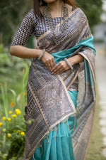 Thumbnail for Vishnu Weaves Women's Rama Soft Tussar Silk Saree with Blouse - Distacart