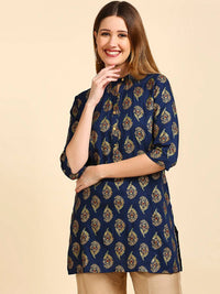 Thumbnail for Anubhutee Teal Blue & Golden Printed Kurti - Distacart