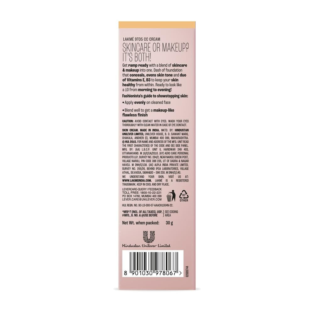 Lakme 9To5 Complexion Care Cream - Beige - Distacart