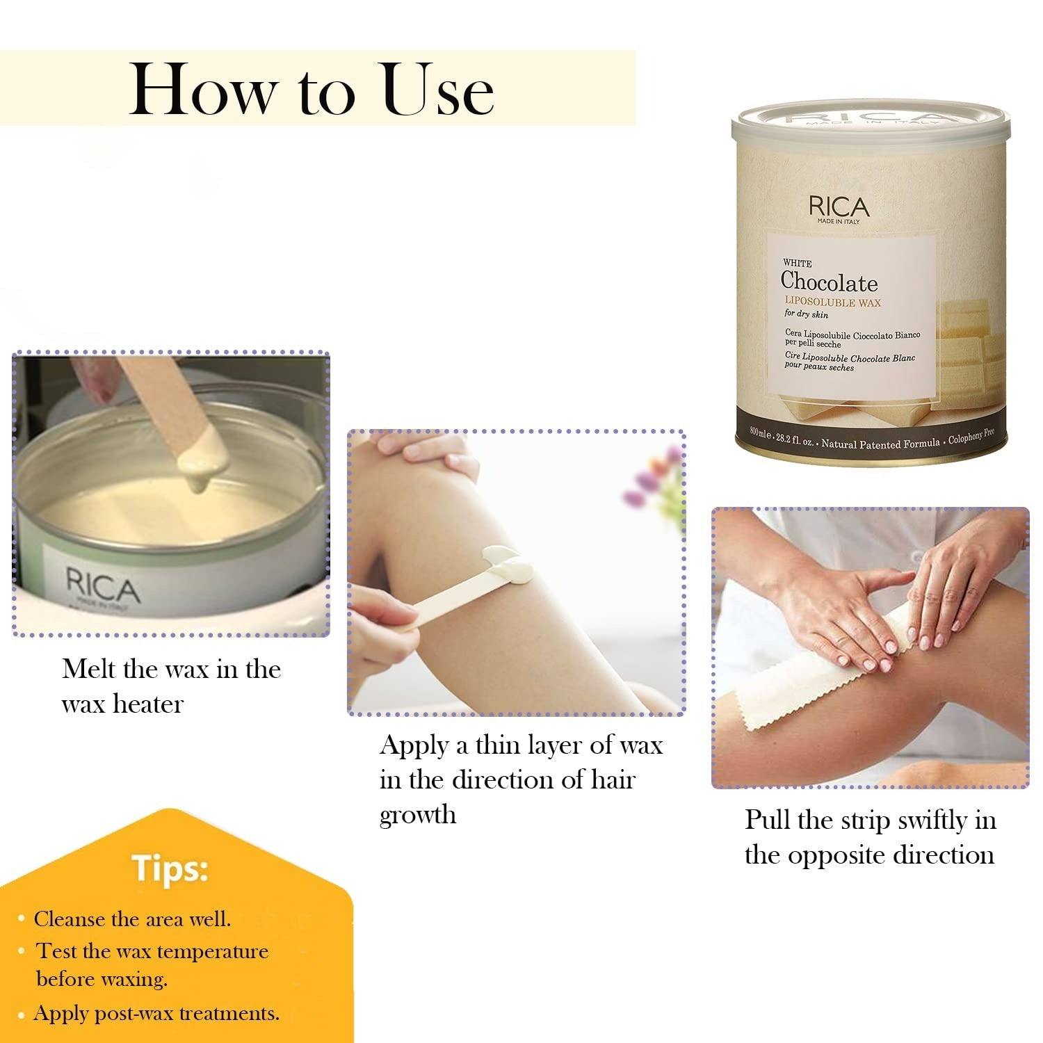 Rica White Chocolate Liposoluble Wax for Dry Skin - Distacart
