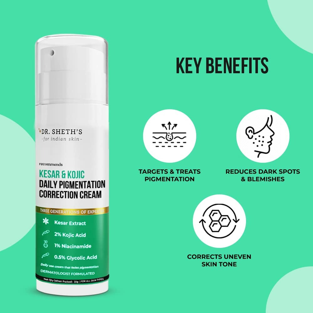 Dr. Sheth's Kesar & Kojic Daily Pigmentation Correction Cream - Distacart