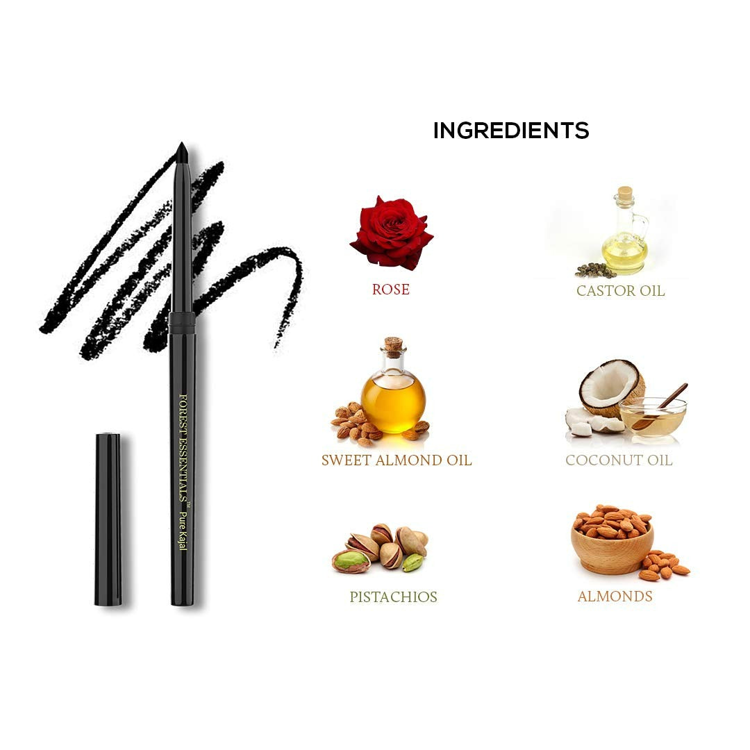 Forest Essentials Charcoal Black Gulaab Khaas Kajal - Distacart